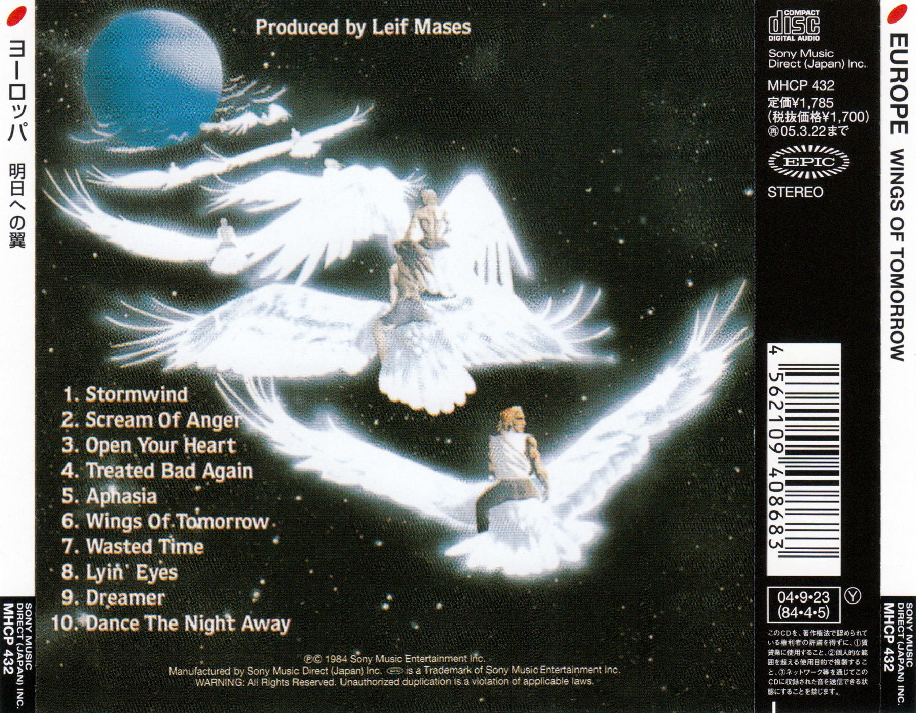 Europe  Wings Of Tomorrow : Back JPN